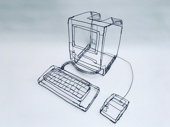 Early Apple Mac Computer Wire Sculpture