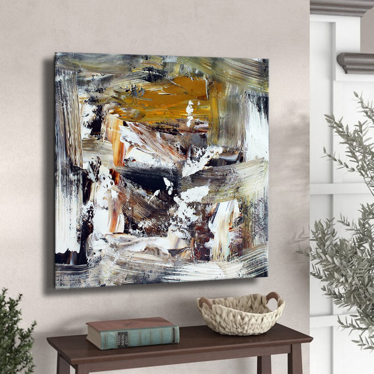 Abstract Oil Painting By Hugh Abernethy, 24 X 24, Heuw, Original Artwork