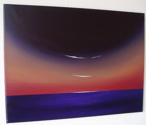 canvas painting " Rainbow Night " seascape landscape large wall art original abstract art canvas colour paint - 16 x 20  " other sizes by Stuart Wright