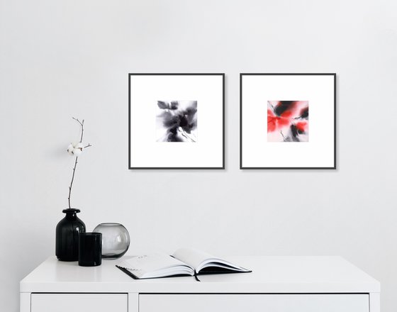 Red and black flowers diptych