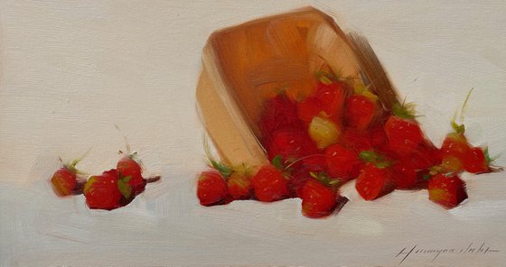 Strawberries, Original oil painting, Handmade artwork, One of a kind