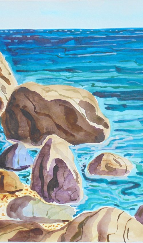 Rocky Shore in Andalucia by Kirsty Wain