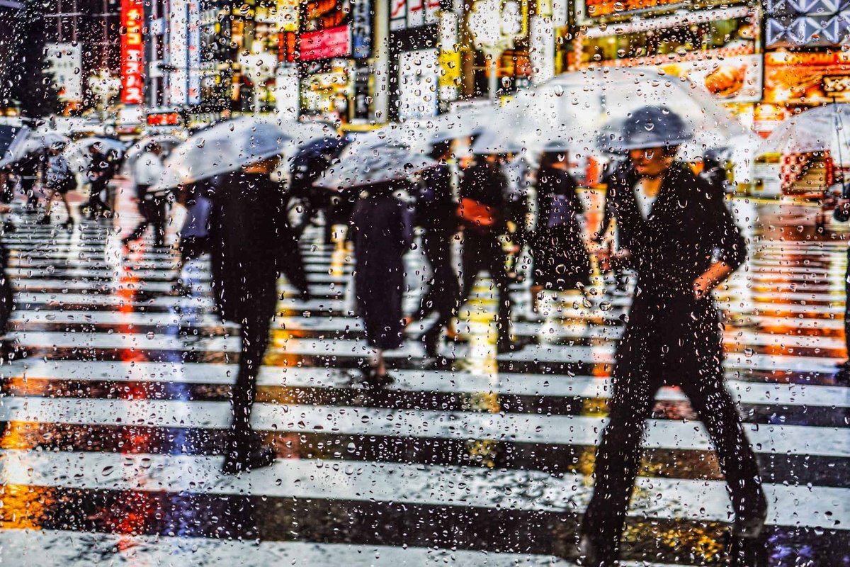 Abstract Cityscapes Photograph By Sven Pfrommer, 47 X 31", Rainy Days In Tokyo Vi, Original Artwork