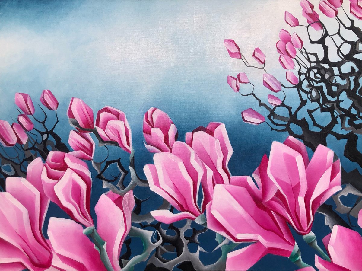 Acrylic Painting , Pink Spring By Kristina Saudinyte, 24 X 18, Artwork For Sale On Artfinder
