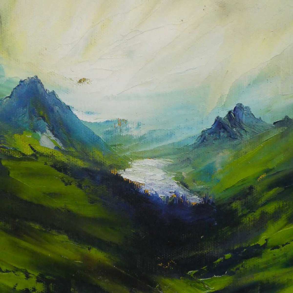 Impressionistic Landscape Oil Painting By Oconnart, 10 X 10", Dolomite Lake Landscape, Original Artwork