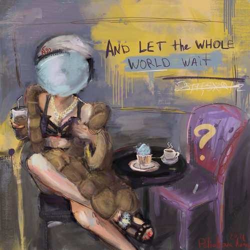 And let the whole world wait | Woman in cafe by Anna Polani
