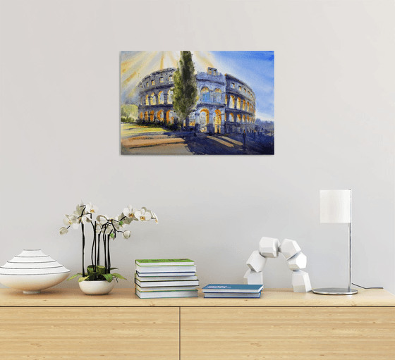 Ancient Roman Amphitheatre Pula Croatia 53x35cm 2020