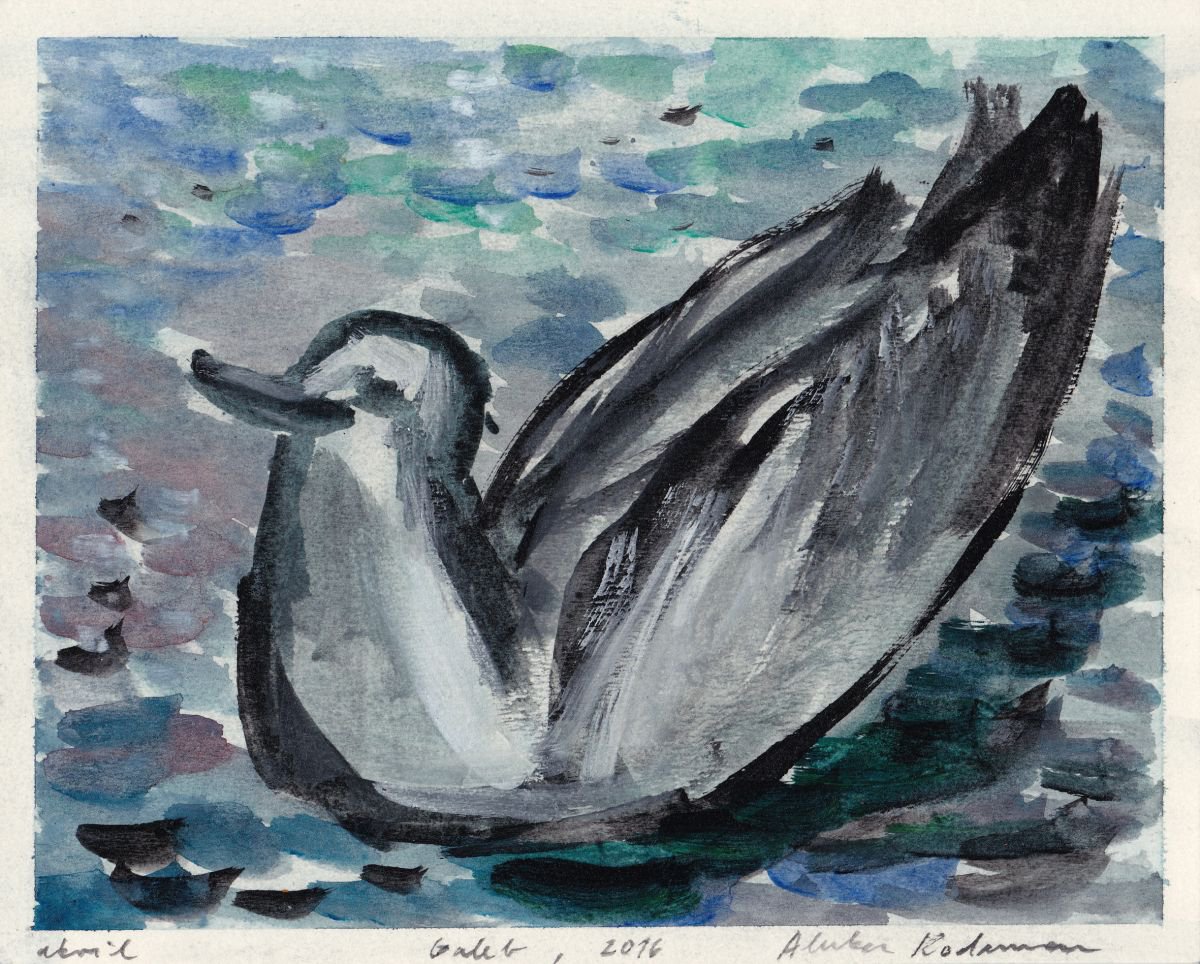 Galeb - Seagull, August 2016, acrylic on paper, 20,2 x 25 cm by Alenka Koderman