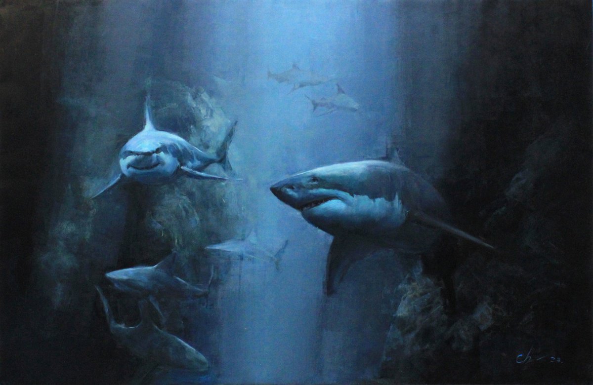 Photorealistic Animal Oil Painting By Serhii Cherniakovskyi, 59 X 39", World Of Instincts, Original Artwork