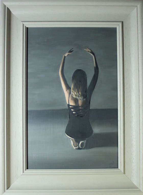Dancer Alone, Ballet Oil Painting, Ballerina, Framed  Art