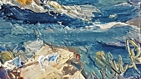 Storming Sea Surge -  an impasto miniature