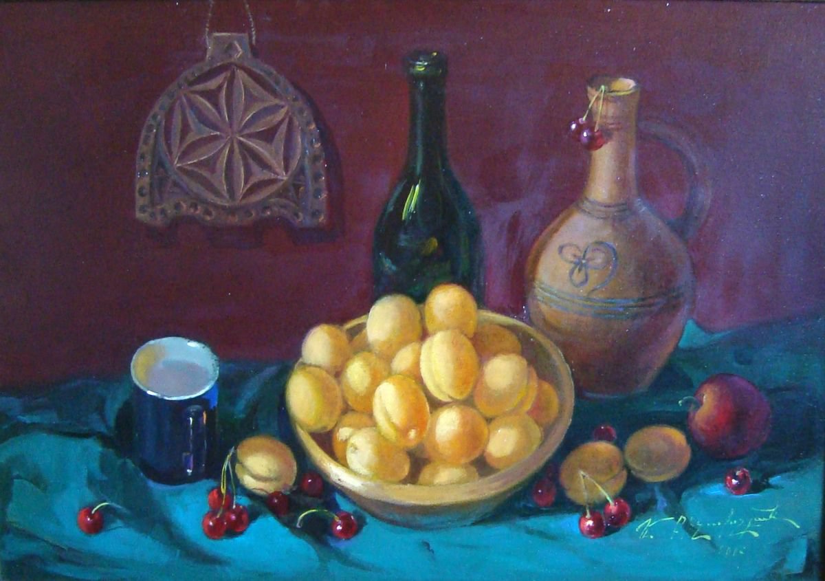 Still Life With Apricots (66x46 cm) by Yervand Bichakhchyan