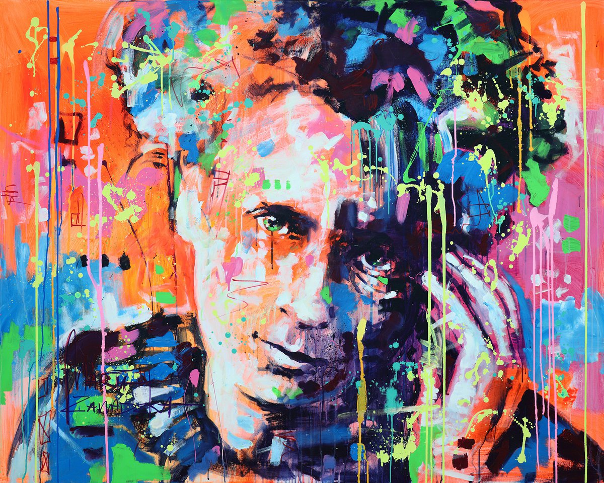 Impressionistic Portrait Acrylic Painting By Marta Zawadzka, 59 X 47", Marie Curie Sklodowska, Original Artwork