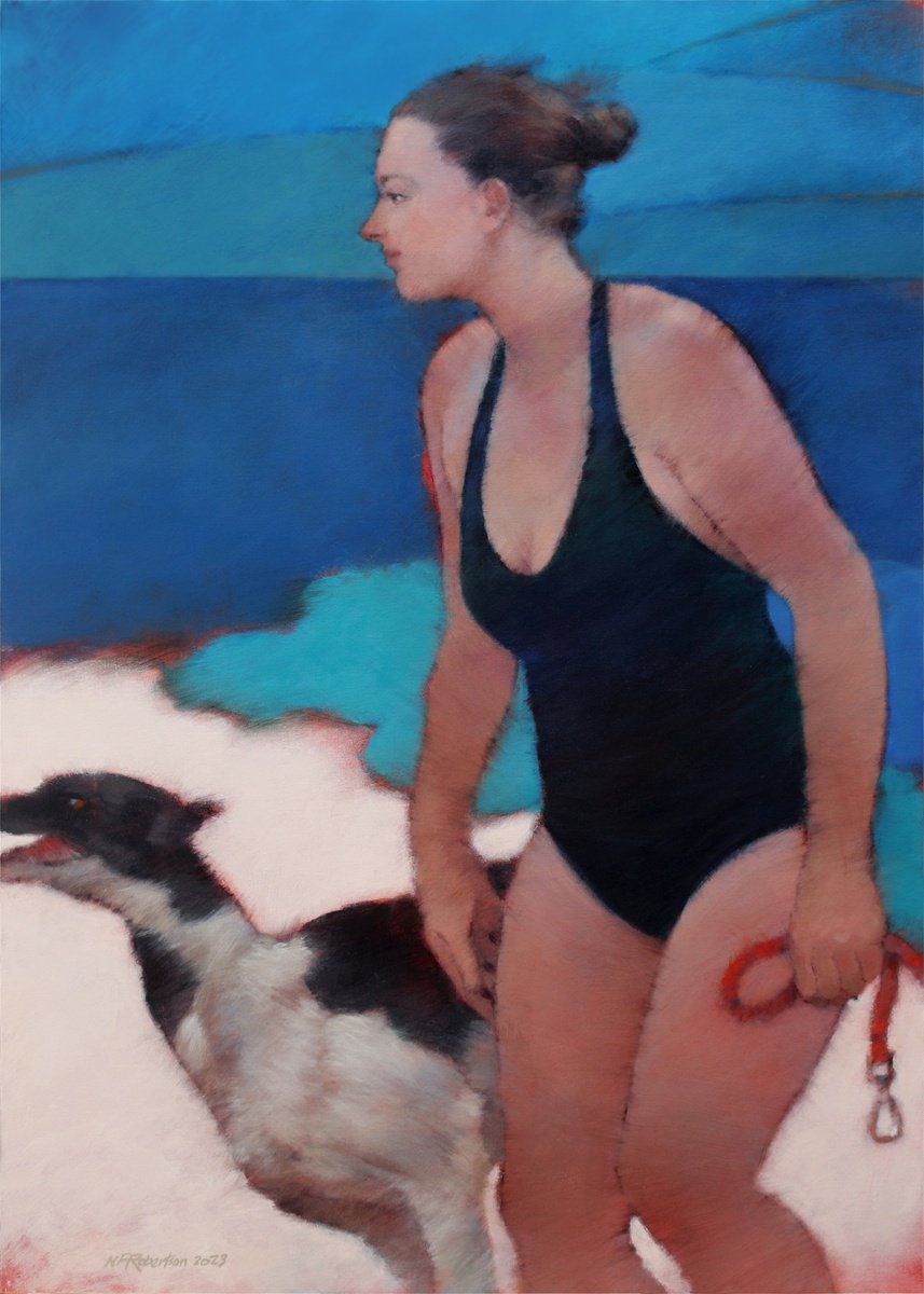 Animal Acrylic Painting By Nicholas Robertson, 20 X 28", Portheras Cove, Original Artwork