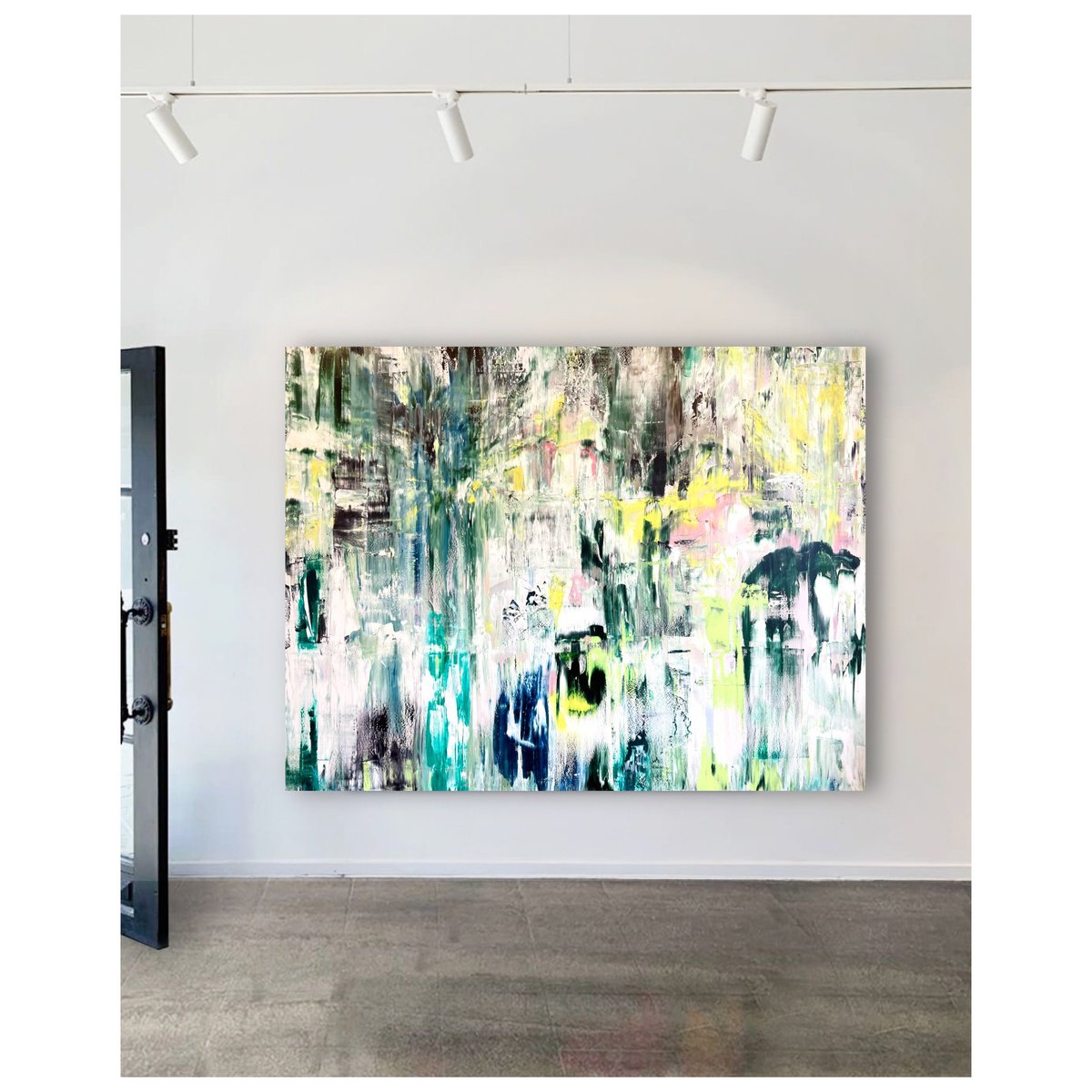 Abstract Landscape Oil Painting By Maria Esmar, 87 X 67", Rays Of Light, Original Artwork