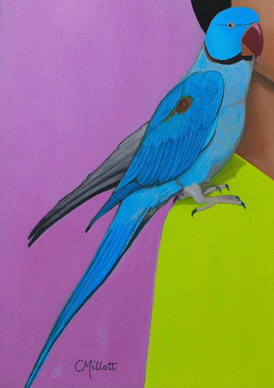 Pink Girl with Parrot - Giclee