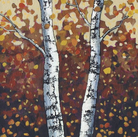 Two Autumn Birches