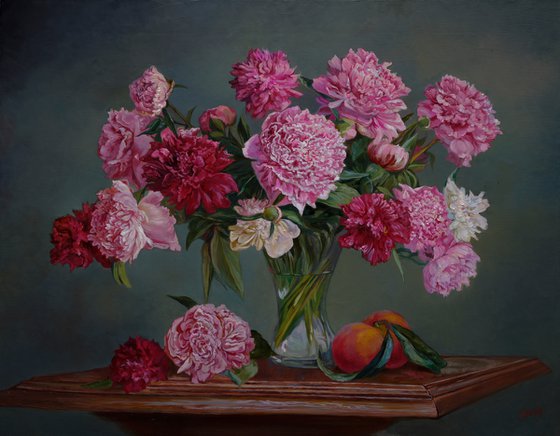 Peonies and peaches