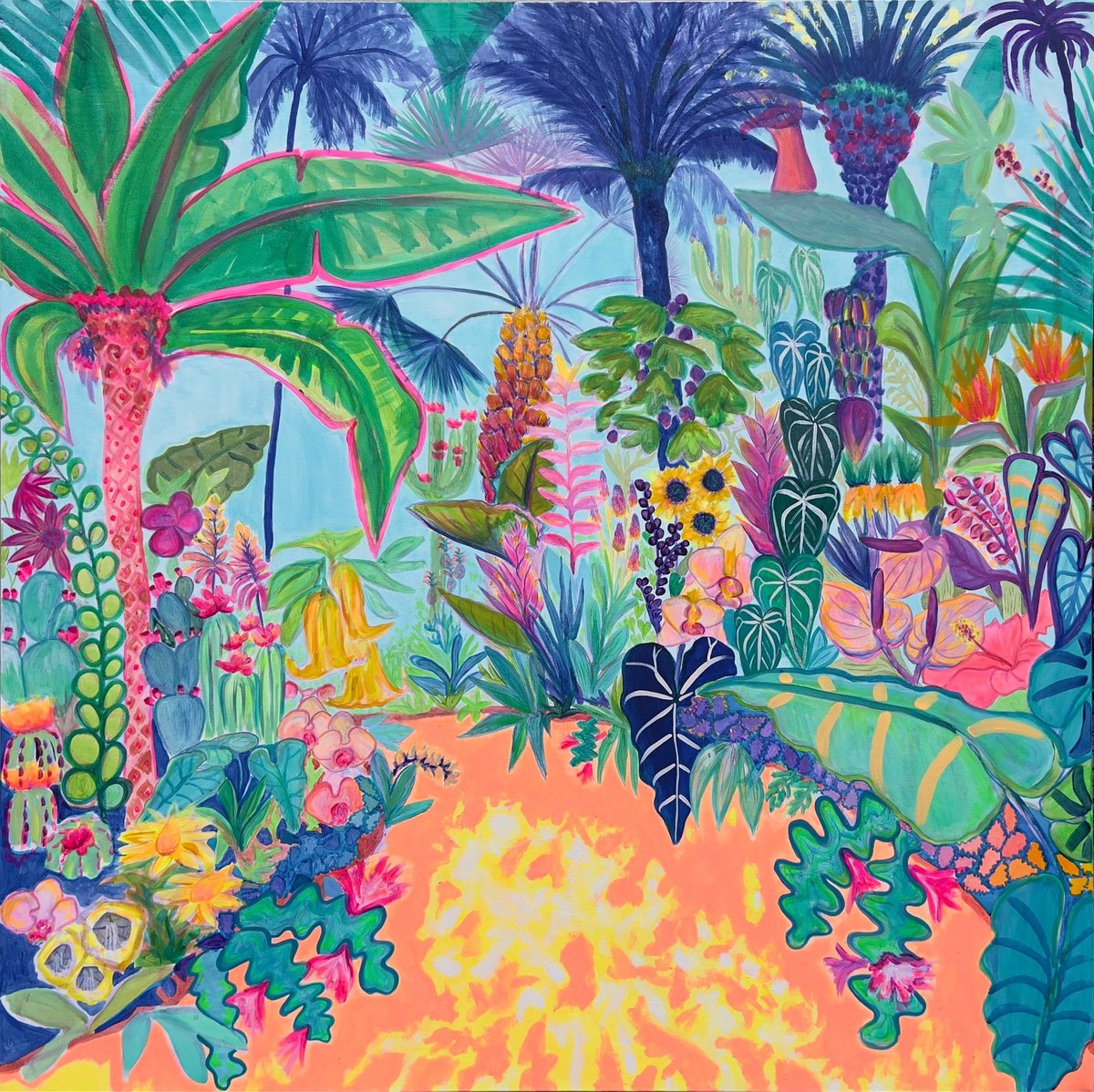 Paradise Gardens By Kathryn Sillince, 49 X 49, Artwork For Sale On Artfinder