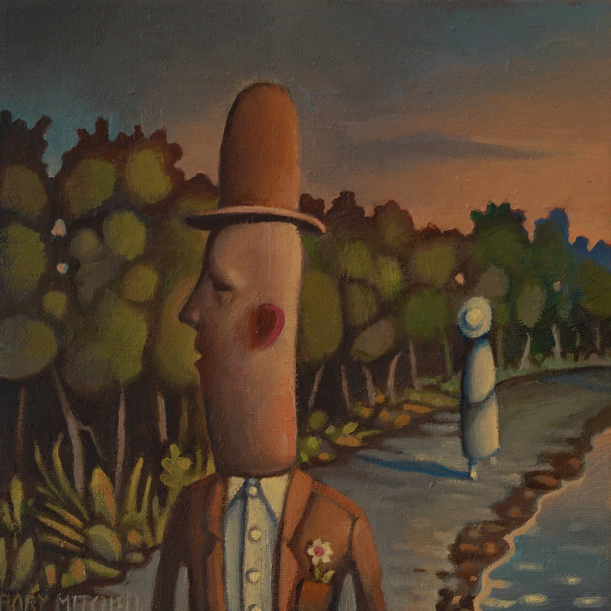 Naive Oil Painting , The Weathered Path By Rory Mitchell, 8 X 8, Artwork For Sale On Artfinder