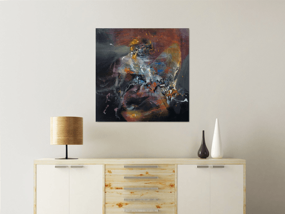 Beautiful enigmatic abstract large painting mindscape by master O Kloska