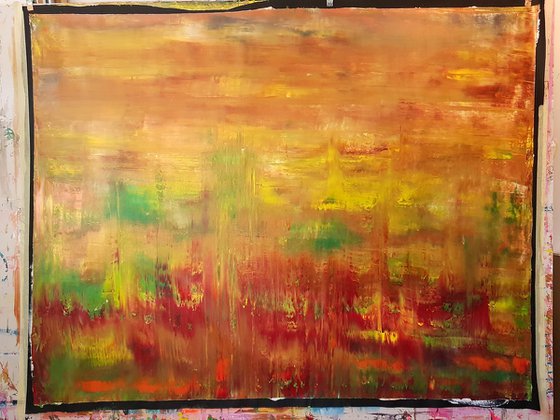 Windless October evening - XXL autumnal abstract landscape