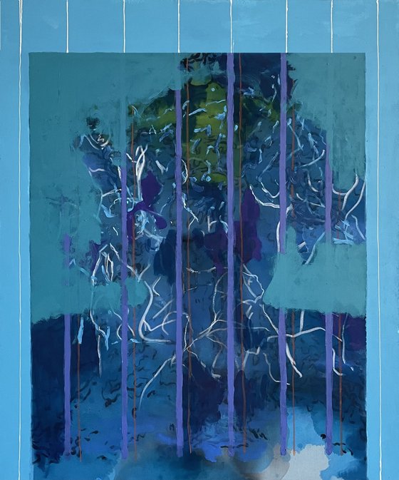 Abstract Face in blue