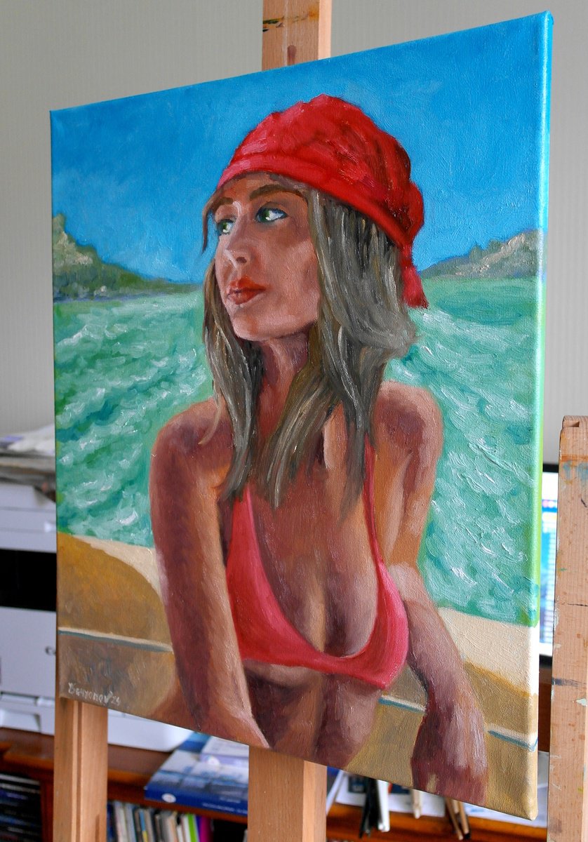 Impressionistic Portrait Oil Painting By Juri Semjonov, 16 X 20", Towards The Dream, Original Artwork