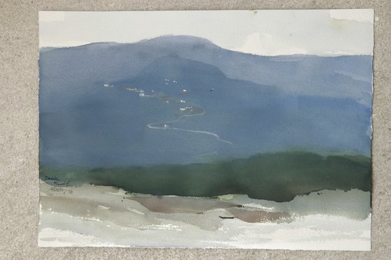 Blue hills sparkling river