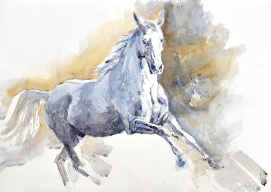 Running white  horse 5(70x50)