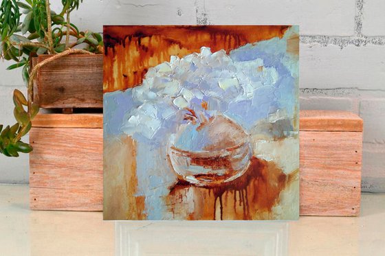 Bouquet White Floral Painting Original Art Abstract Flowers Artwork Floral Still Life Wall Art