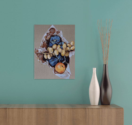 Figs, dates & a peach | Ukrainian artist | Original Oil Painting