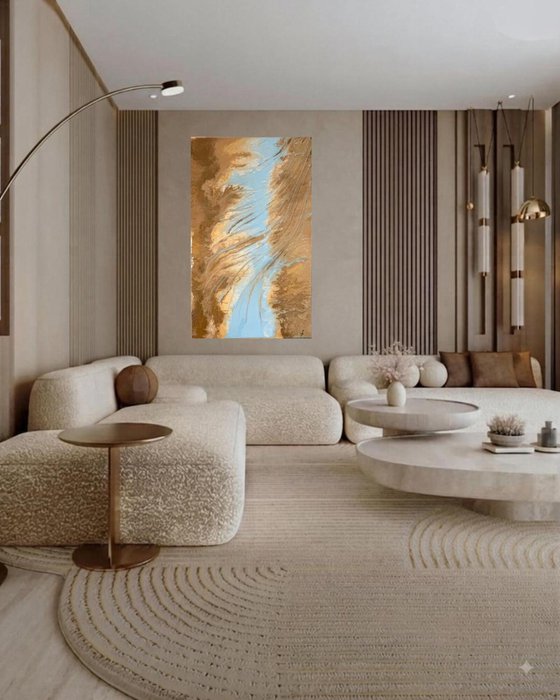 Sahara - Gold Blue Desert Abstract.