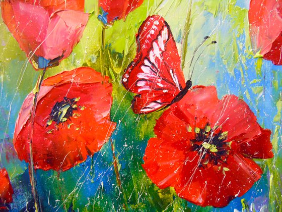 Poppies and butterflies