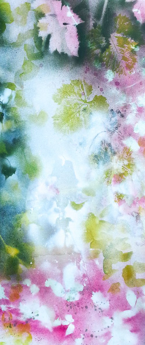 "Foliages" - Floral abstract Large size READY TO HANG Wall art original by Fabienne Monestier