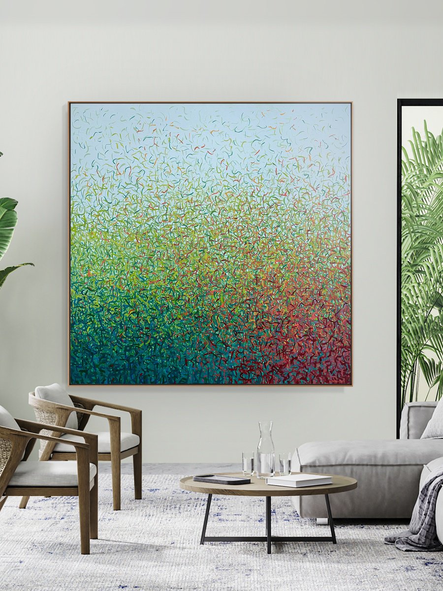 Abstract Acrylic Painting By George Hall, 67 X 67, Katoomba North, Original Artwork