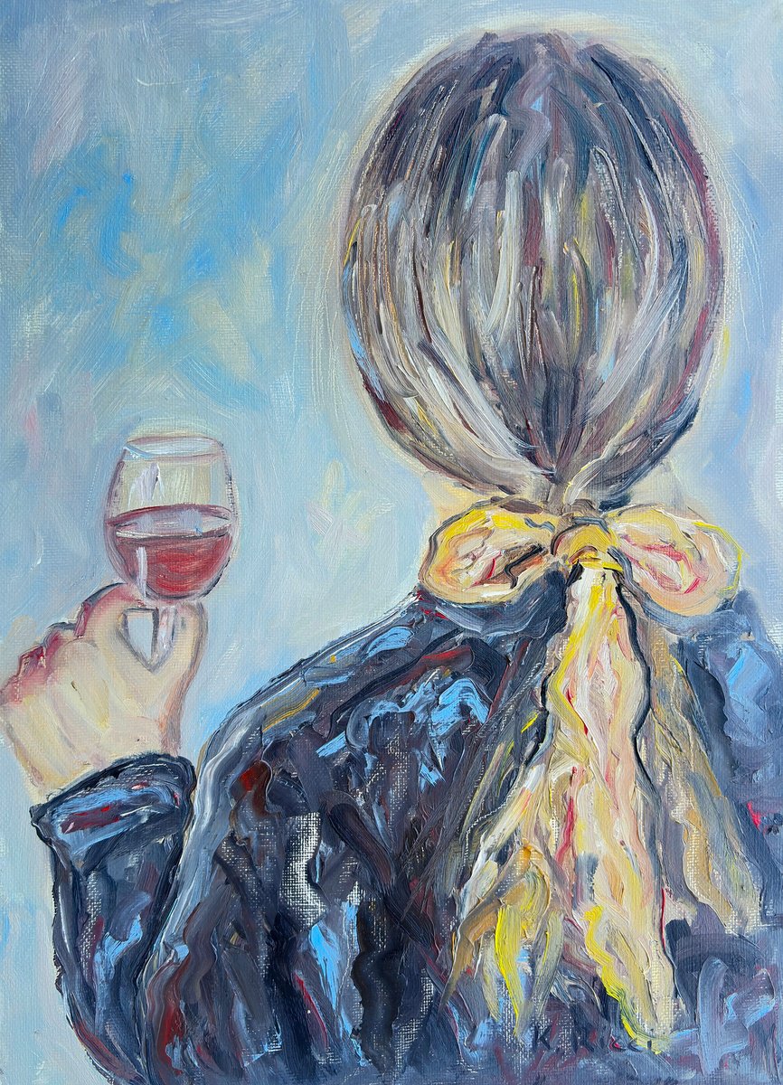 A Woman Holding A Glass Of Wine By Katia Ricci, 8 X 12, Artwork For Sale On Artfinder