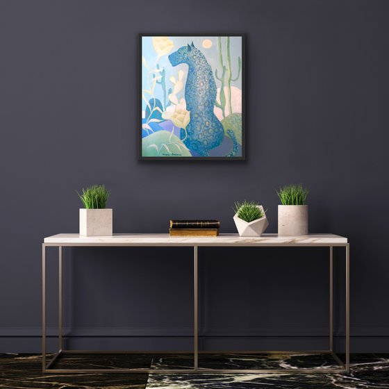 Blue Leopard. Acrylic painting on canvas