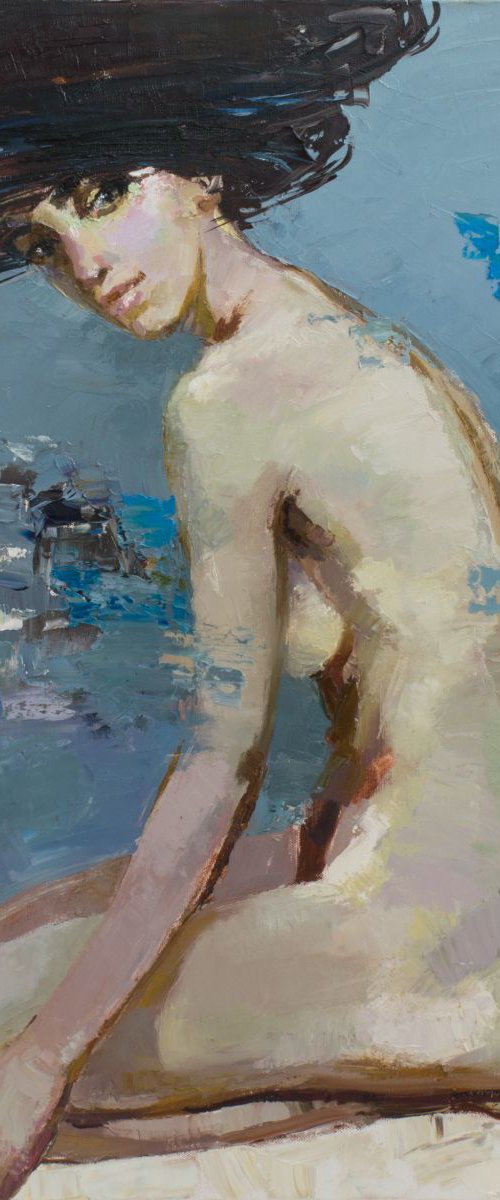 Figure painting nude girl portrait by Anastasiia Valiulina