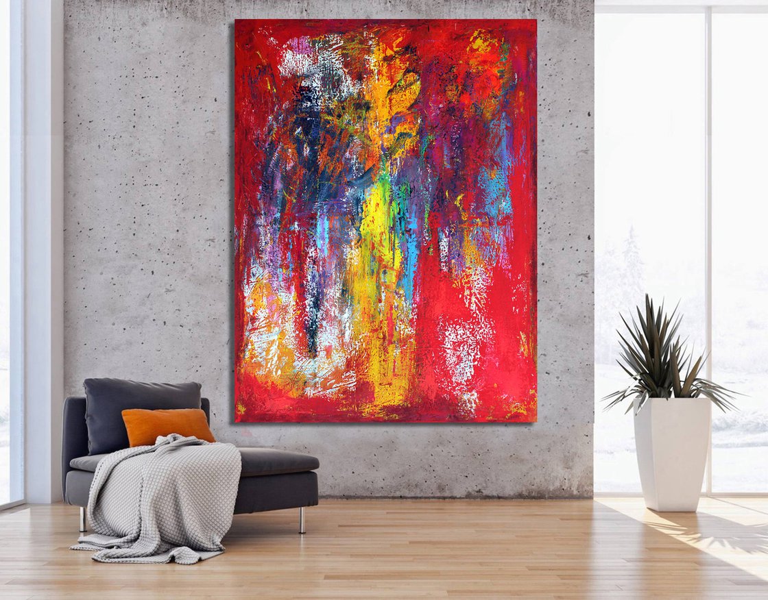 EXTRA LARGE 200X150 ABSTRACT PAINTING -About Mozart - Acrylic painting ...