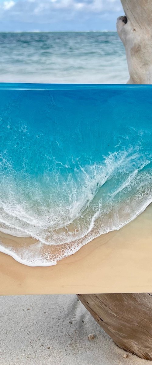 White Sand Beach - Cherish this moment - Seascape Painting Gift idea by Ana Hefco