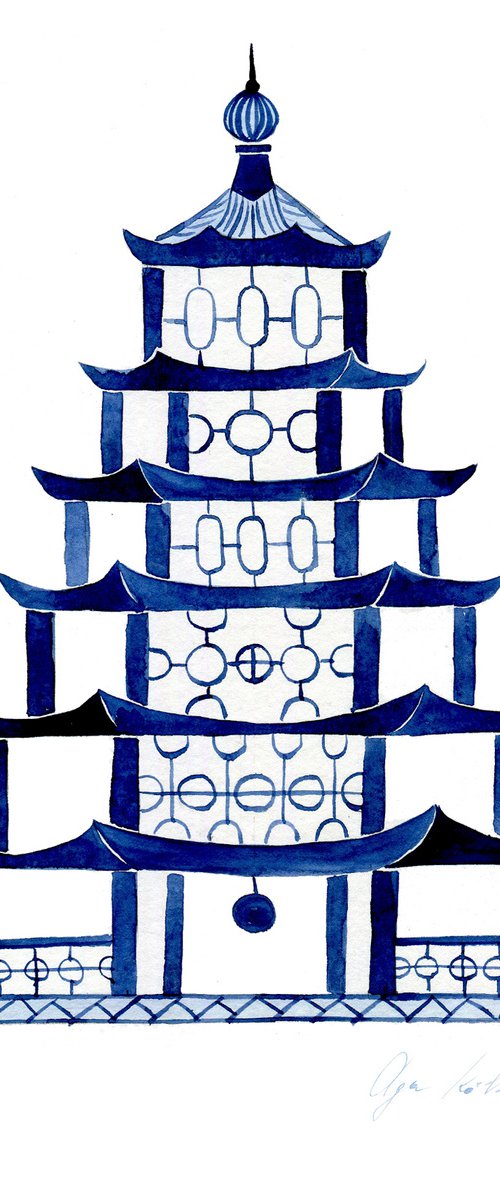 Blue Pagoda 1 by Olga Koelsch