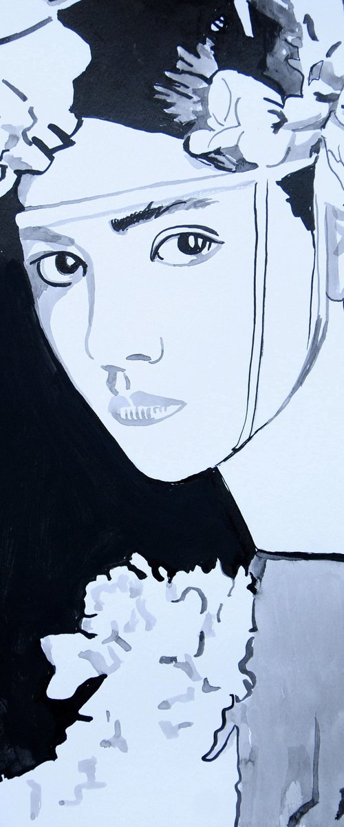 Portrait of  young woman / 42 x 29.7 cm by Alexandra Djokic