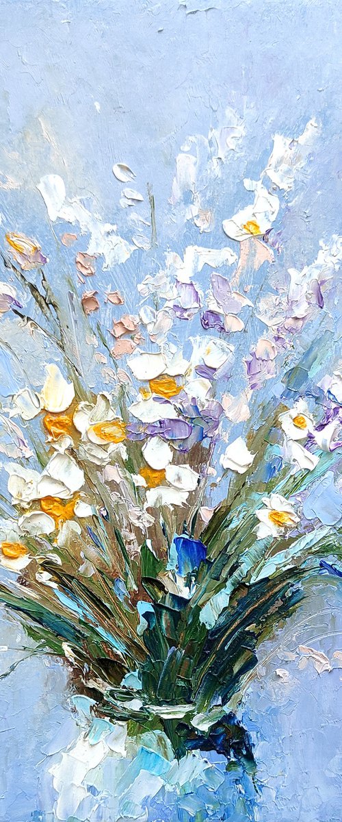 Wildflower Bouquet Painting Floral Original Art Flower Wall Art by Yulia Berseneva