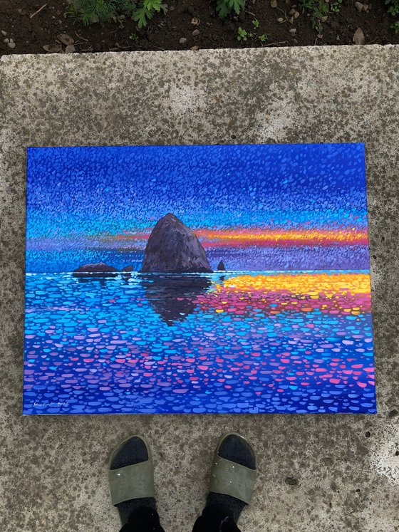 Oregon coast, blue sunset