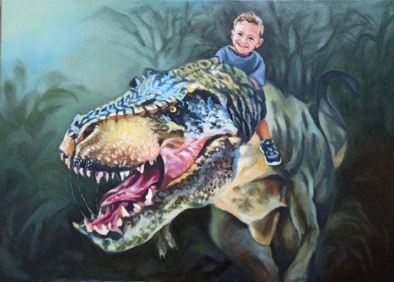Portrait with tyrannosaurus