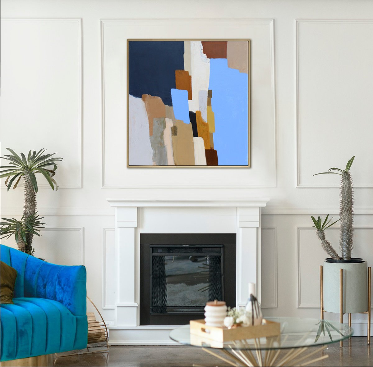 Abstract Acrylic Painting By Martina Boycheva, 36 X 39", Ocean & Earth, Original Artwork