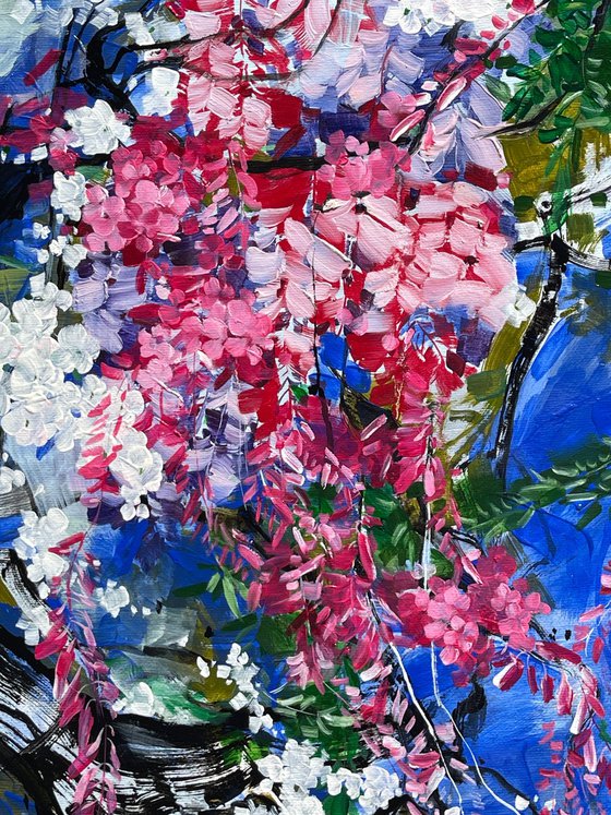 Wisteria with blue