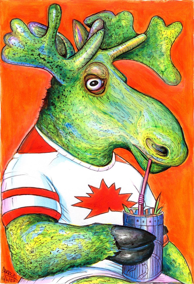 Surrealistic Animal Drawing By Spencer John Derry, 8 X 12", Henry Moose, Original Artwork