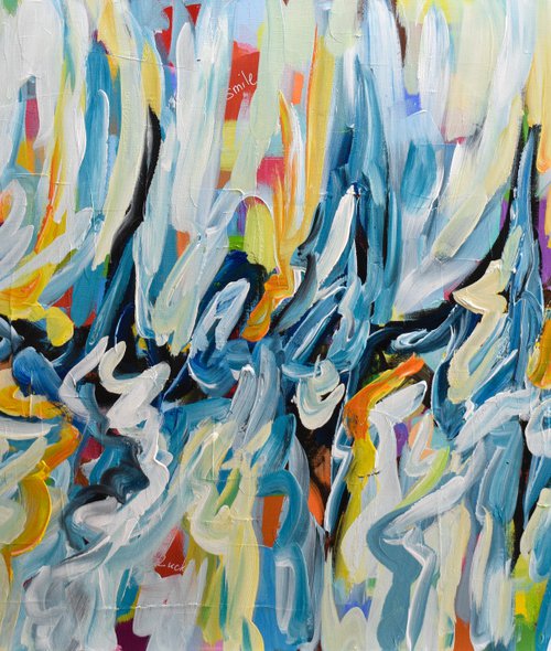 Burst of Happiness II- Large Colorful Abstract by Olga Tkachyk
